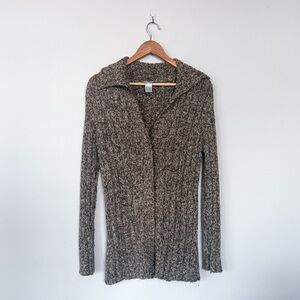 Vintage Fashion Bug Neutral Open Front Longline Cardugan Sweater Indie Boho